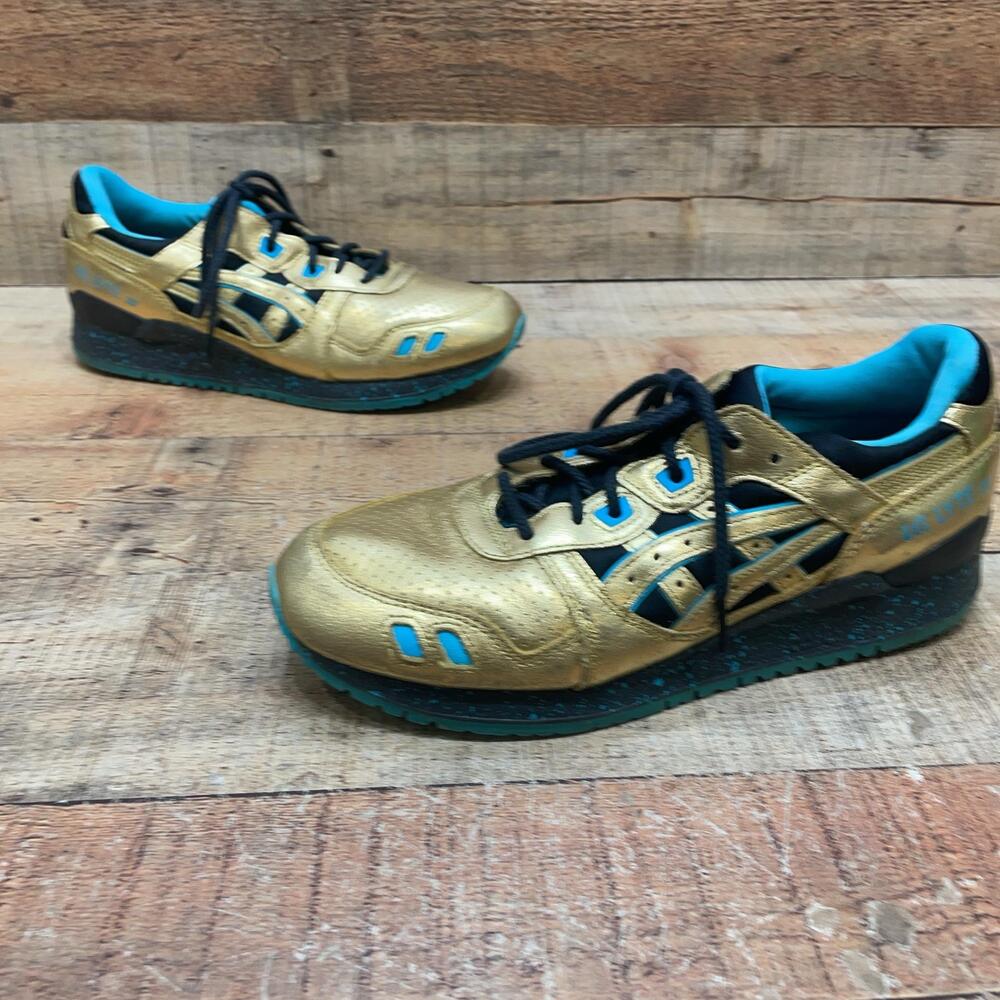 ASICS GEL Shoes Mens Size 8.5 42 Gold Synthetic Low Top Running Sneaker H63KK